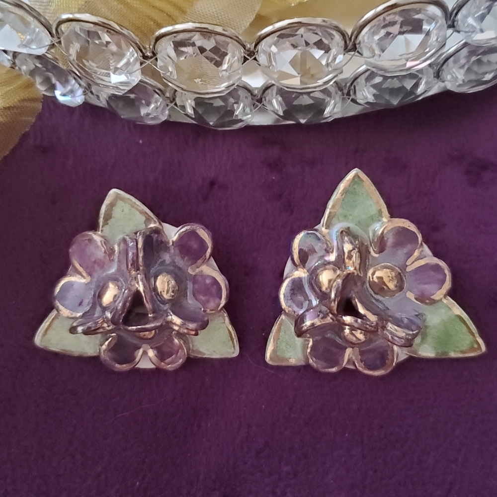 Vintage 80s 90s Handmade Ceramic earrings pierced